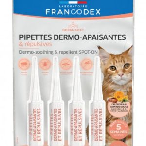 4 Pipettes Dermo-Apaisantes et Repulsives Pour Chats