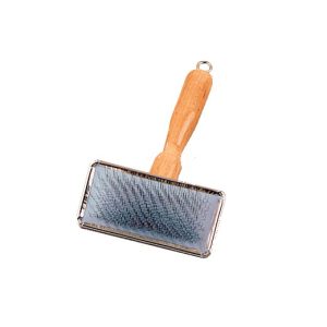 Brosse carde métal manche bois pour chiens et chats  : Carde Medium | Taille : 9 cm x 4 cm