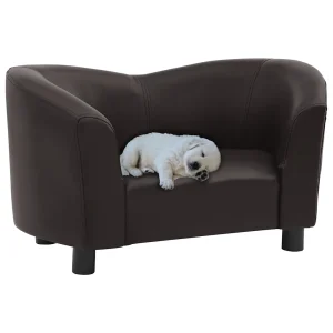 Canapé marron en similicuir pour chien – 67x41x39 cm