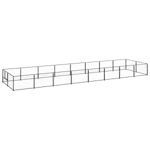 Chenil d’extérieur en acier noir pour chien – Panneaux à mailles – 800 x 200 x 70 cm – 20 m²
