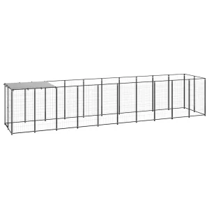 Chenil d’extérieur en acier noir pour chien – Panneaux à mailles- 550 x 110 x 110 cm – 6 m²