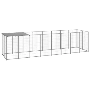 Chenil d’extérieur en acier galvanisé pour chien – Panneaux à mailles – 440 x 110 x 110 cm – 5 m²