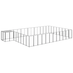 Chenil d’extérieur en acier noir pour chien – Panneaux à mailles – 770 x 440 x 110 cm – 30 m²