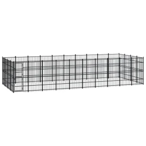 Chenil d’extérieur en acier noir pour chien – Panneaux à barreaux – 960 x 384 x 200 cm – 37 m²