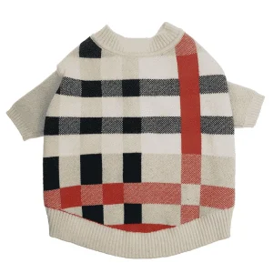 Pull pour bouledogue français à carreaux