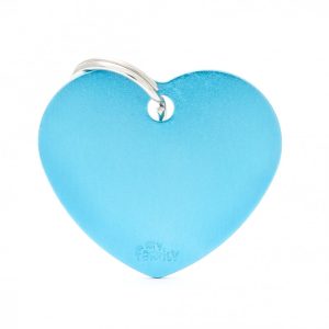Medaille basic grand coeur alu azur