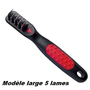 Démêloir ergonomique pour chiens  : Démêloir LARGE 5 lames MOR